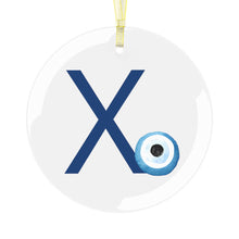 Load image into Gallery viewer, Greek Monogram Glass Ornament: X-CHI

