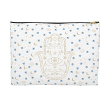 Load image into Gallery viewer, Accessory Pouch: Watercolor Mati with Gold Hamsa
