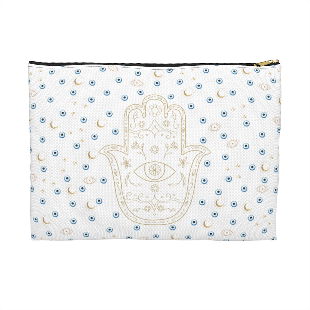 Accessory Pouch: Watercolor Mati with Gold Hamsa