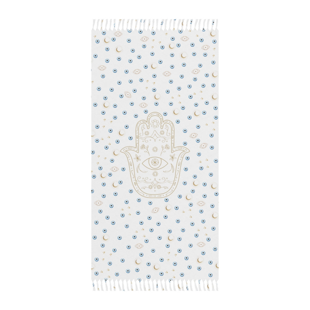 Beach Cloth: Gold Hamsa with Watercolor Mati