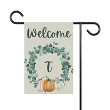 Load image into Gallery viewer, Garden Flag: Monogram Wreath Pumpkin-T
