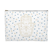 Cargar imagen en el visor de la galería, Accessory Pouch: Watercolor Mati with Gold Hamsa
