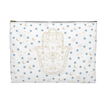 Load image into Gallery viewer, Accessory Pouch: Watercolor Mati with Gold Hamsa
