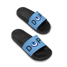 Load image into Gallery viewer, Women&#39;s Slide Sandals: DOPE With Evil Eye O-Light Blue
