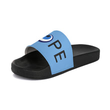 Load image into Gallery viewer, Women&#39;s Slide Sandals: DOPE With Evil Eye O-Light Blue
