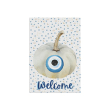 Load image into Gallery viewer, Garden Flag: Watercolor Mati Pumpkin-Gold Moon and Eye Background
