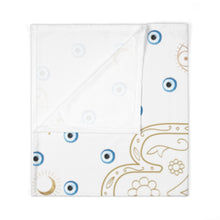 Cargar imagen en el visor de la galería, Baby Swaddle Blanket: Watercolor Mati with Gold Hamsa
