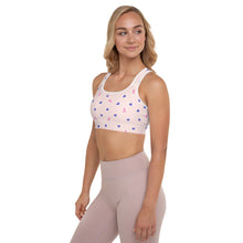 Load image into Gallery viewer, Sports Bra: Mati Heart with Breast Cancer Ribbon-Light Pink
