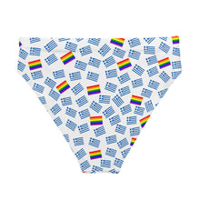 Cargar imagen en el visor de la galería, High-Waisted Bikini Bottom: Greek Flag + Pride
