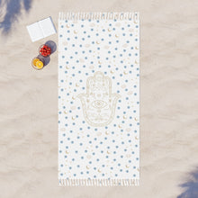 Load image into Gallery viewer, Beach Cloth: Gold Hamsa with Watercolor Mati
