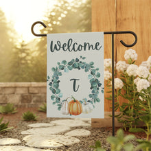 Load image into Gallery viewer, Garden Flag: Monogram Wreath Pumpkin-T
