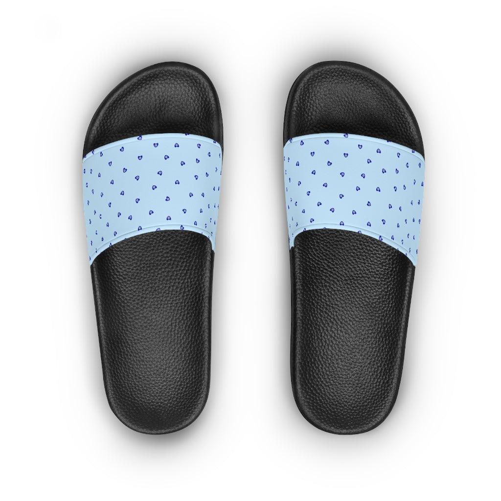 Women's Slide Sandals: Mati Heart-Light Blue
