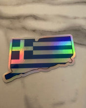 Load image into Gallery viewer, Sticker: Connecticut State Greek Flag-Holographic
