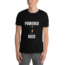 Cargar imagen en el visor de la galería, Short-Sleeve Unisex T-Shirt: Powered by Ouzo-White
