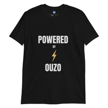 Cargar imagen en el visor de la galería, Short-Sleeve Unisex T-Shirt: Powered by Ouzo-White
