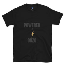 Cargar imagen en el visor de la galería, Short-Sleeve Unisex T-Shirt: Powered by Ouzo-Black
