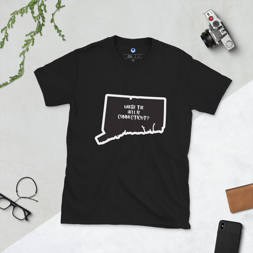 Short-Sleeve Unisex T-Shirt: WHERE THE HELL IS CT?-White
