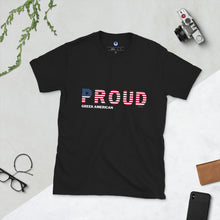 Load image into Gallery viewer, Short-Sleeve Unisex T-Shirt: PROUD Greek American-White
