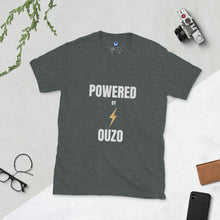 Load image into Gallery viewer, Short-Sleeve Unisex T-Shirt: Powered by Ouzo-White
