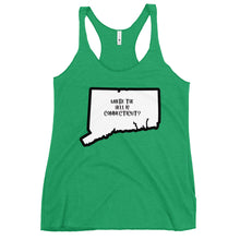 Load image into Gallery viewer, Women&#39;s Racerback Tank: WHERE THE HELL IS CT?-Black
