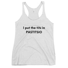 Load image into Gallery viewer, Women&#39;s Racerback Tank: PASTITSIO-Black
