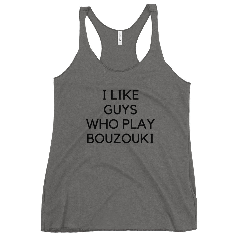 Women's Racerback Tank: Bouzouki Love-Black