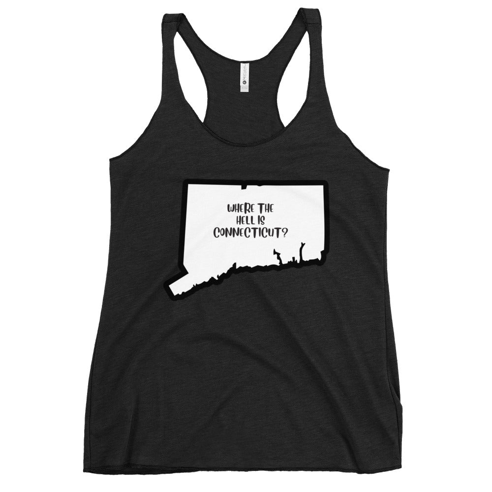 Women's Racerback Tank: WHERE THE HELL IS CT?-Black