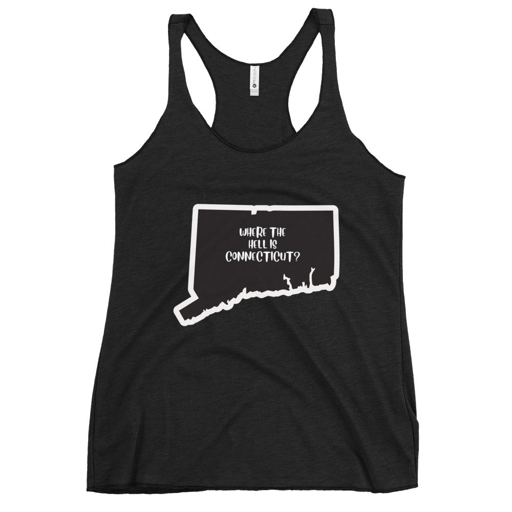 Women's Racerback Tank: WHERE THE HELL IS CT?-White